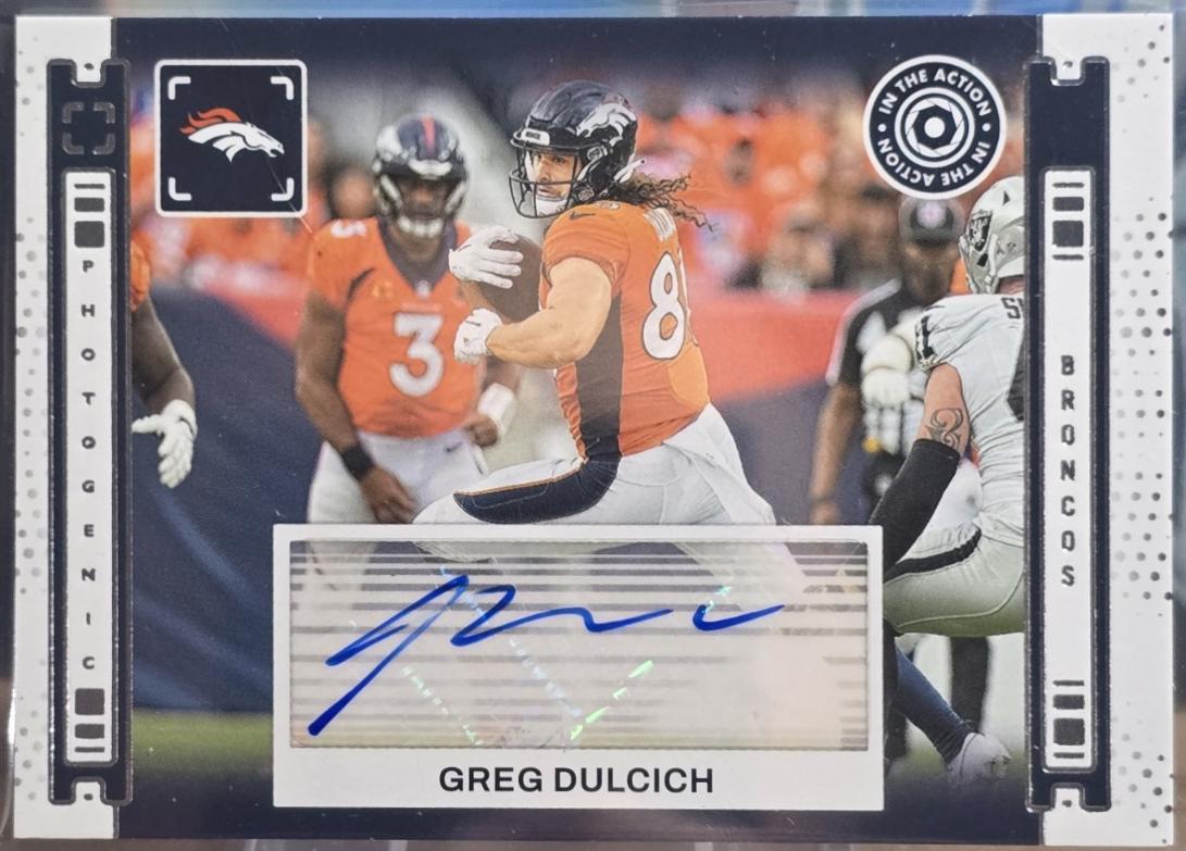 Greg Dulcich #IAA-GDU Football Cards 2024 Panini Photogenic In the Action Autograph