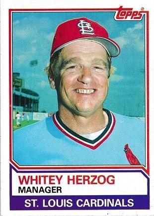 Whitey Herzog #186 Baseball Cards 1983 Topps