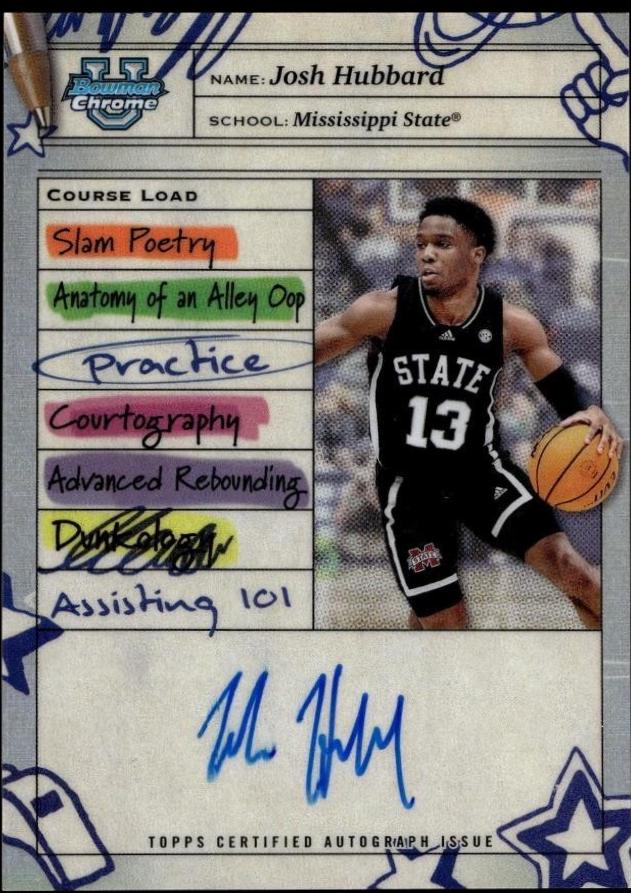 Josh Hubbard #CLA-JH Basketball Cards 2024 Bowman Chrome University Course Load Autograph