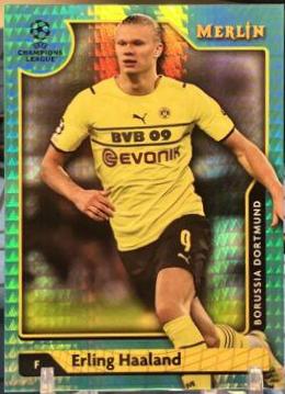 2021 Topps Merlin Chrome UEFA Erling Haaland [Aqua Prism] #150 card