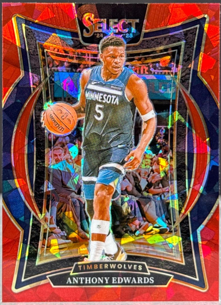 2024 Panini Select Anthony Edwards [Red Cracked Ice Prizm] #23 card