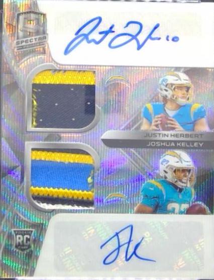 Justin Herbert / Joshua Kelley #RDPA-JUJ Football Cards 2020 Panini Spectra