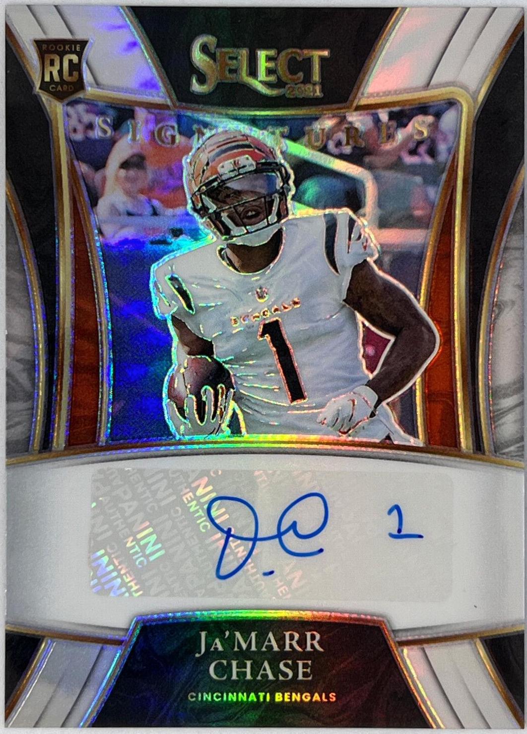 Ja'Marr Chase #SSP-JMC Football Cards 2021 Panini Select Signatures Select
