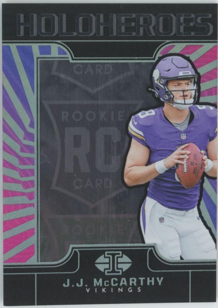 J.J. McCarthy #8 Football Cards 2024 Panini Illusions HoloHeroes Rookie