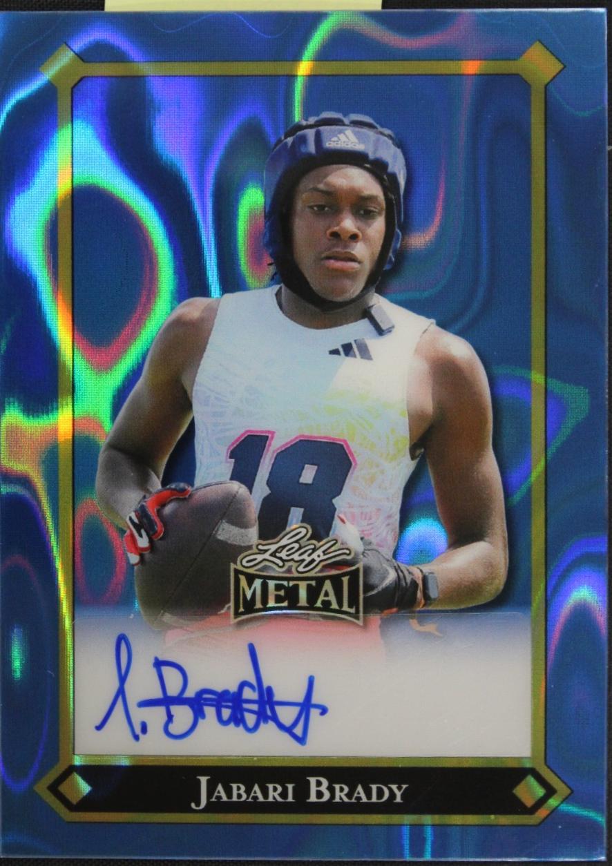 Jabari Brady #92L-JB2 2025 Leaf Metal 92 Lgr Autograph Football