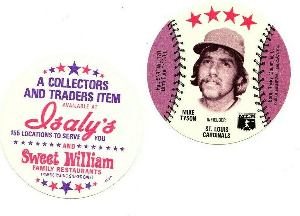 Mike Tyson Baseball Cards 1976 Isaly's Sweet William Disc