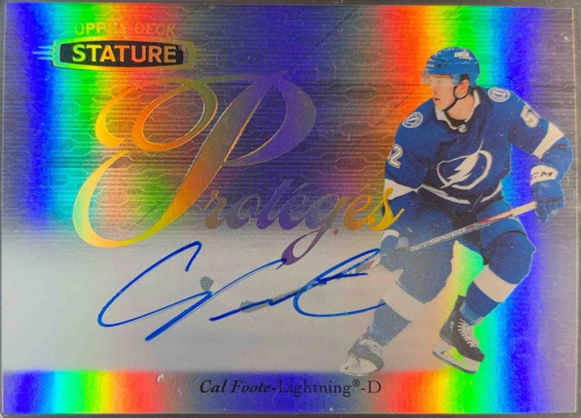 Cal Foote #P-15 Hockey Cards 2021 Upper Deck Stature 2020 Update Proteges Autograph
