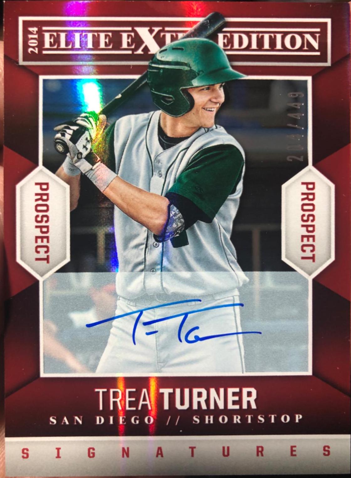 Trea Turner #13 Baseball Cards 2014 Panini Elite Extra Edition Prospects Signature