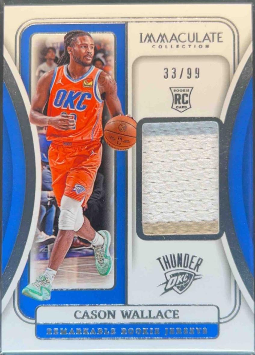 Cason Wallace #8 Basketball Cards 2023 Panini Immaculate Remarkable Rookie Jersey