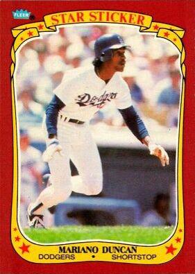Mariano Duncan #33 Baseball Cards 1986 Fleer Star Stickers
