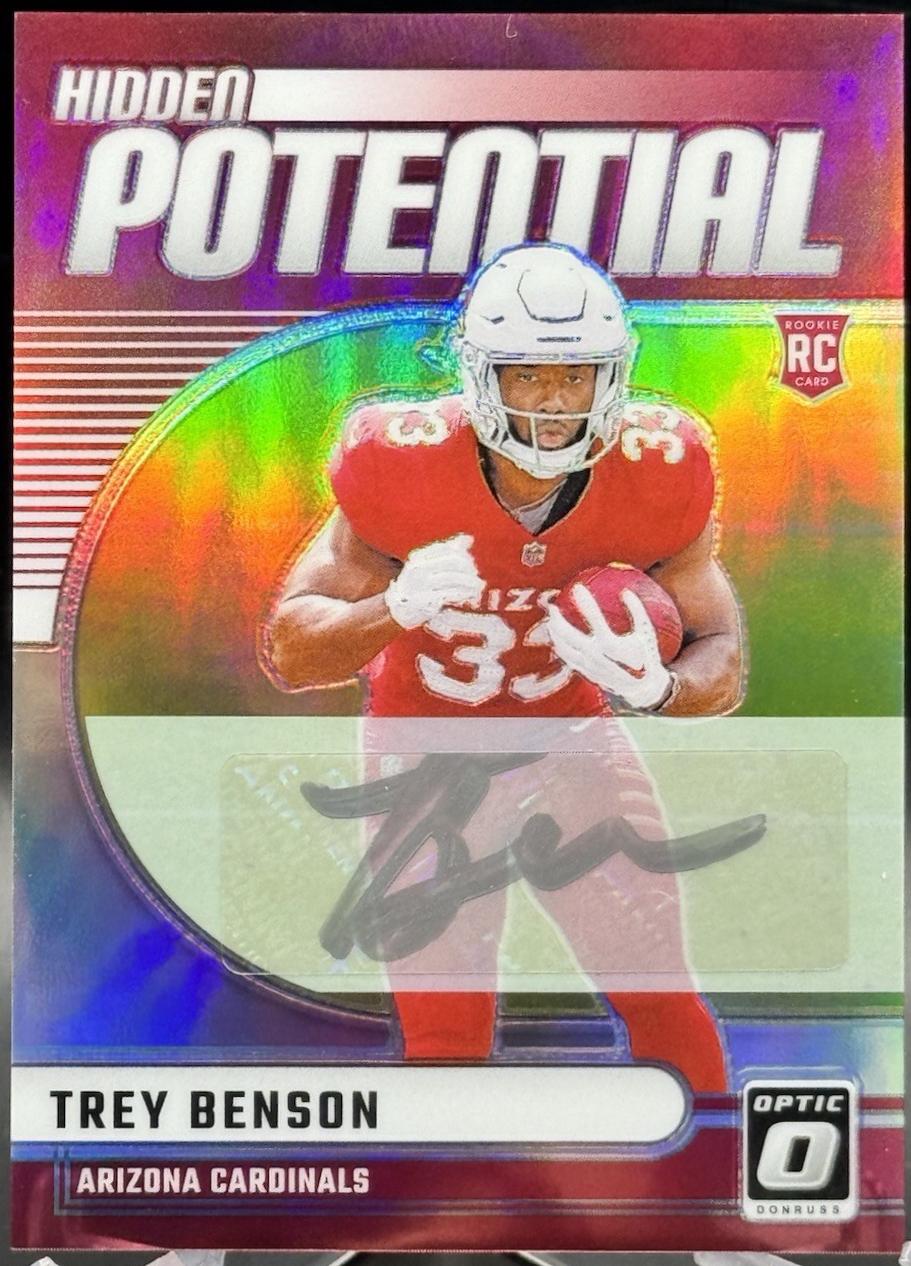 Trey Benson #10 Football Cards 2024 Panini Donruss Optic Hidden Potential Autograph