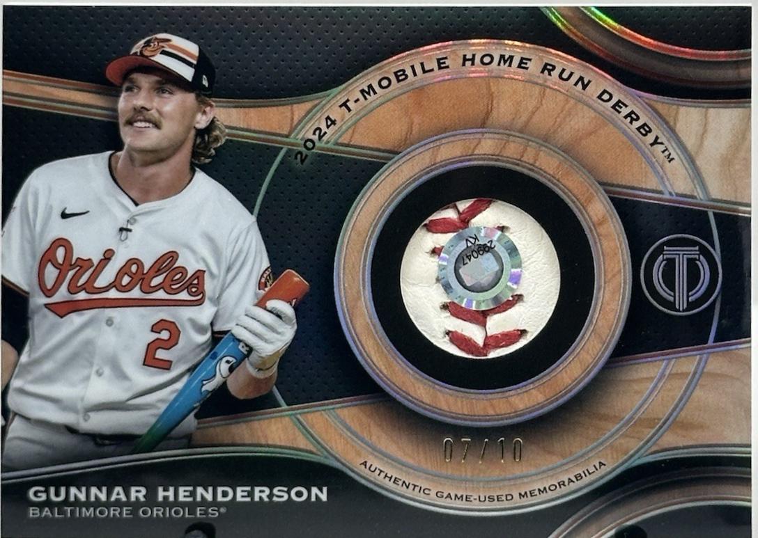 Gunnar Henderson #MRB-GHE Baseball Cards 2025 Topps Tribute Milestone Relic