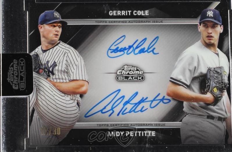 Gerrit Cole / Andy Pettitte #PBDA-CP Baseball Cards 2024 Topps Chrome Black Pitch Black Pairings Dual Autograph