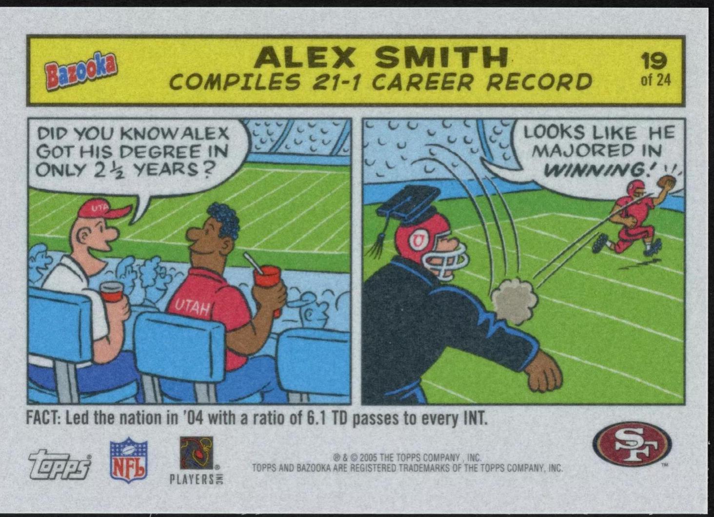 Alex Smith #19 Football Cards 2005 Bazooka Comics