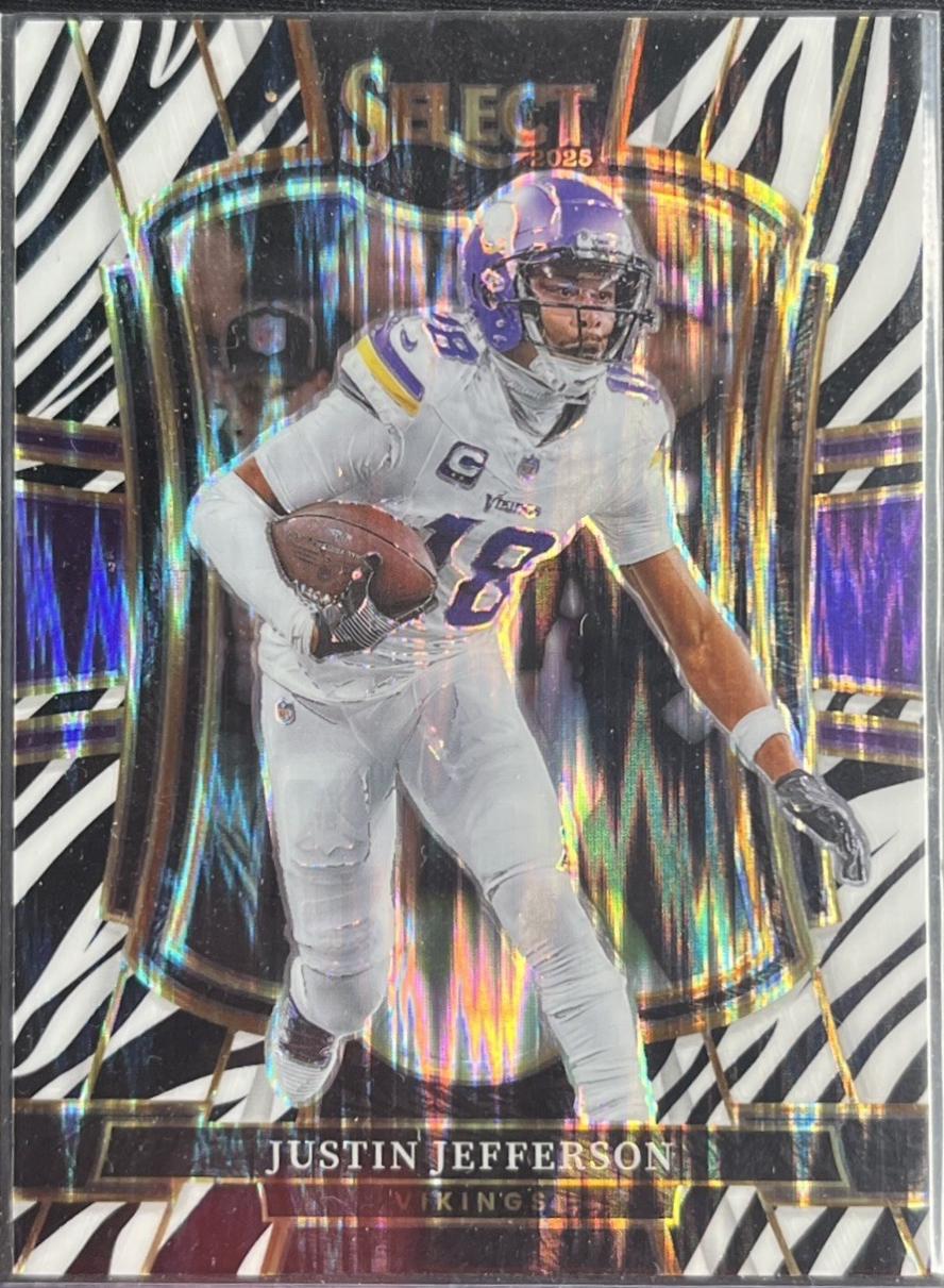 2025 Panini Select Justin Jefferson [Zebra Prizm] #163 card