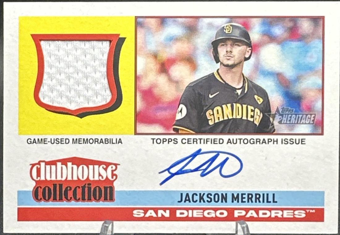 Jackson Merrill #CCAR-JME Baseball Cards 2025 Topps Heritage Clubhouse Collection Autograph Relic