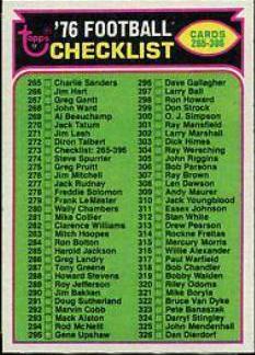 Checklist 265-396 #273 Football Cards 1976 Topps