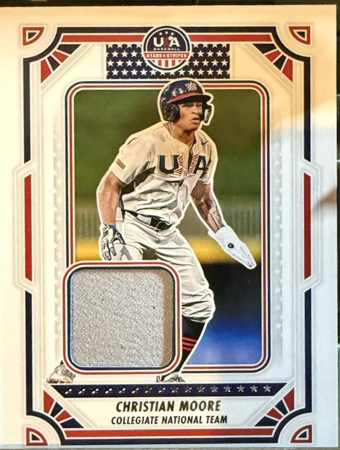 Christian Moore #USA-CM Baseball Cards 2024 Panini Stars & Stripes USA Materials