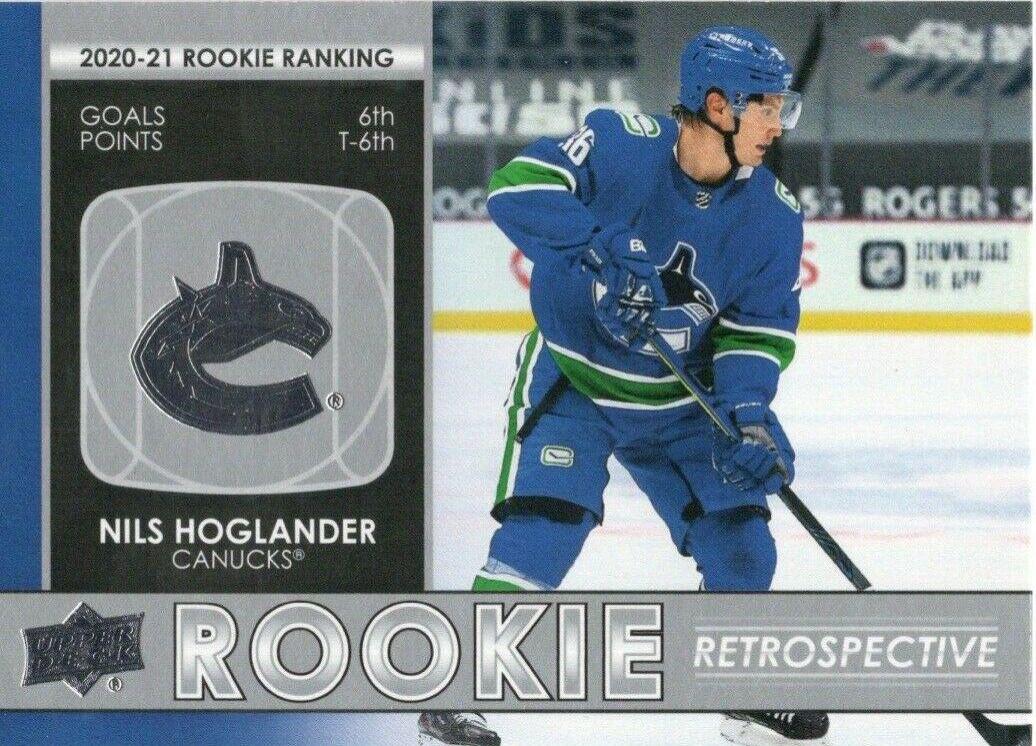 Nils Hoglander #RR-9 Hockey Cards 2021 Upper Deck Rookie Retrospective