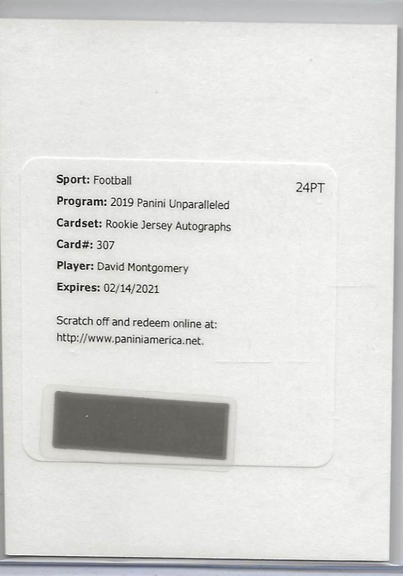 David Montgomery #307 2019 Panini Unparalleled Football