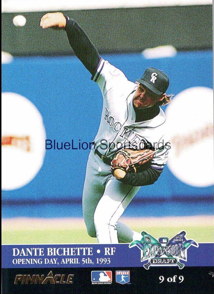 Dante Bichette Junior Felix #9 Baseball Cards 1993 Pinnacle Expansion Draft Opening Day