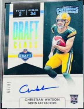 Christian Watson #DCA-CWA Football Cards 2022 Panini Contenders Draft Class Autographs RPS