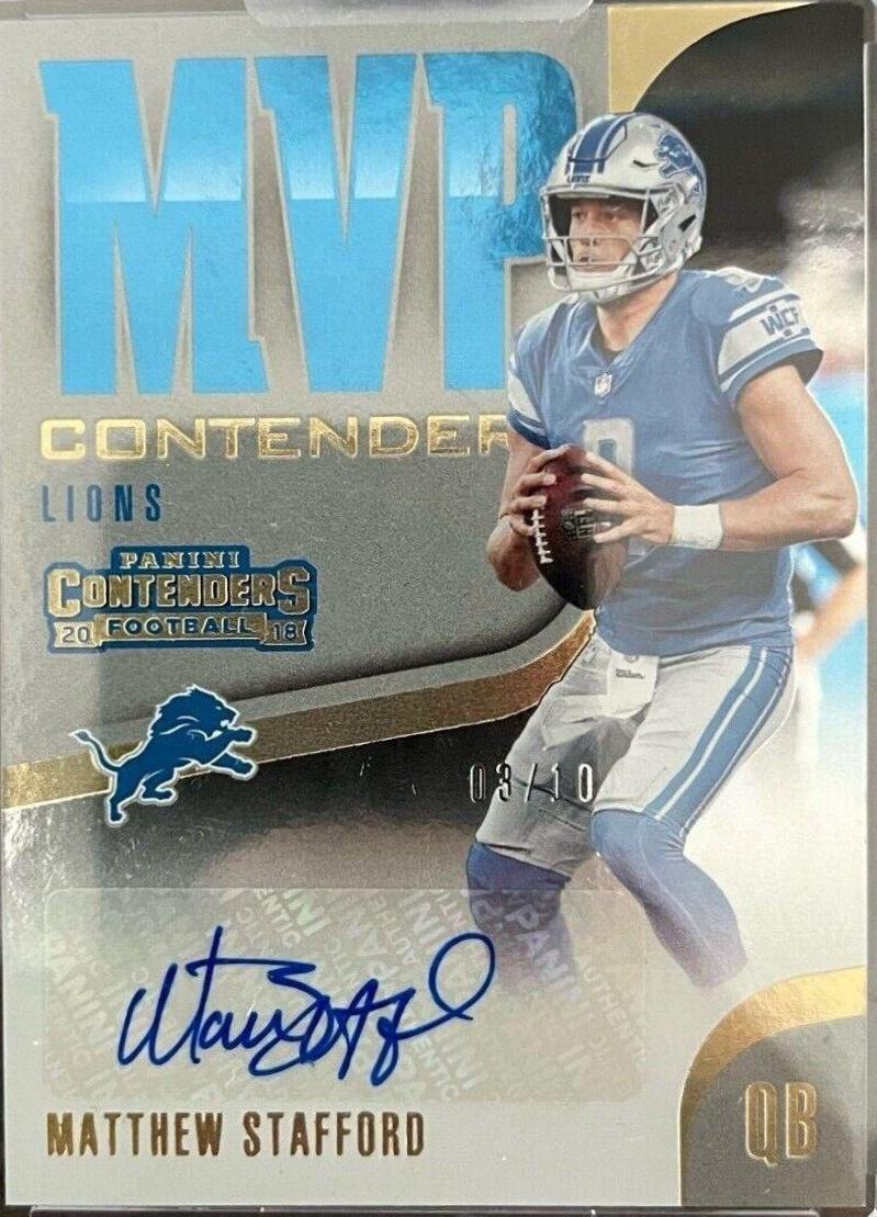 Matthew Stafford Football Cards 2018 Panini Contenders MVP Autographs