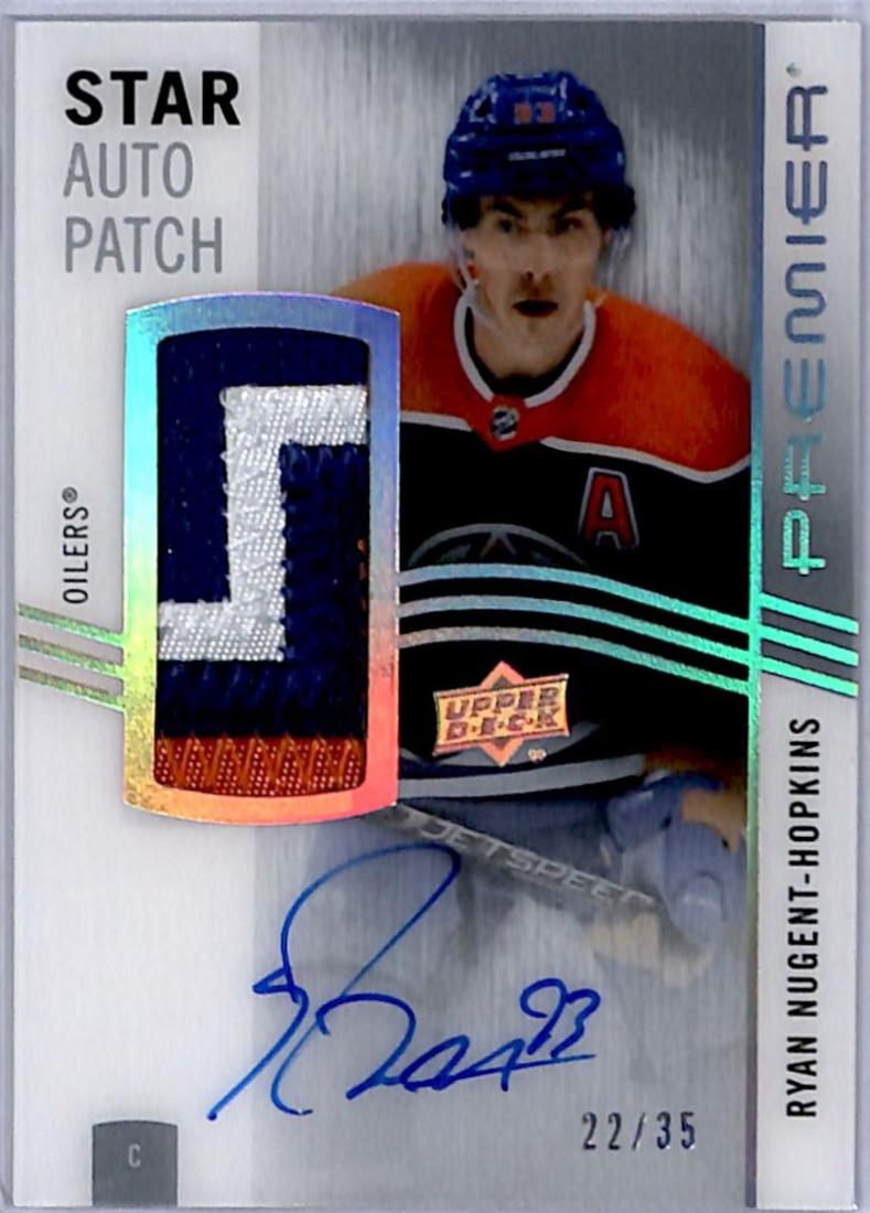 Ryan Nugent-Hopkins #AV-RN Hockey Cards 2023 Upper Deck Premier Acetate Star Patch Auto