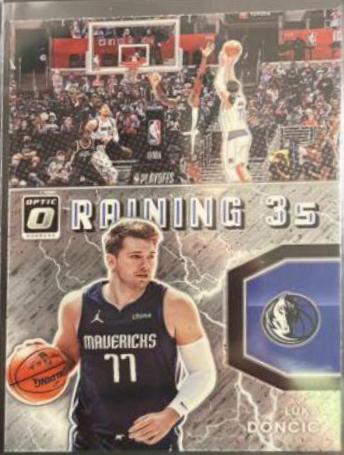 Luka Doncic #4 Basketball Cards 2021 Panini Donruss Optic Raining 3s