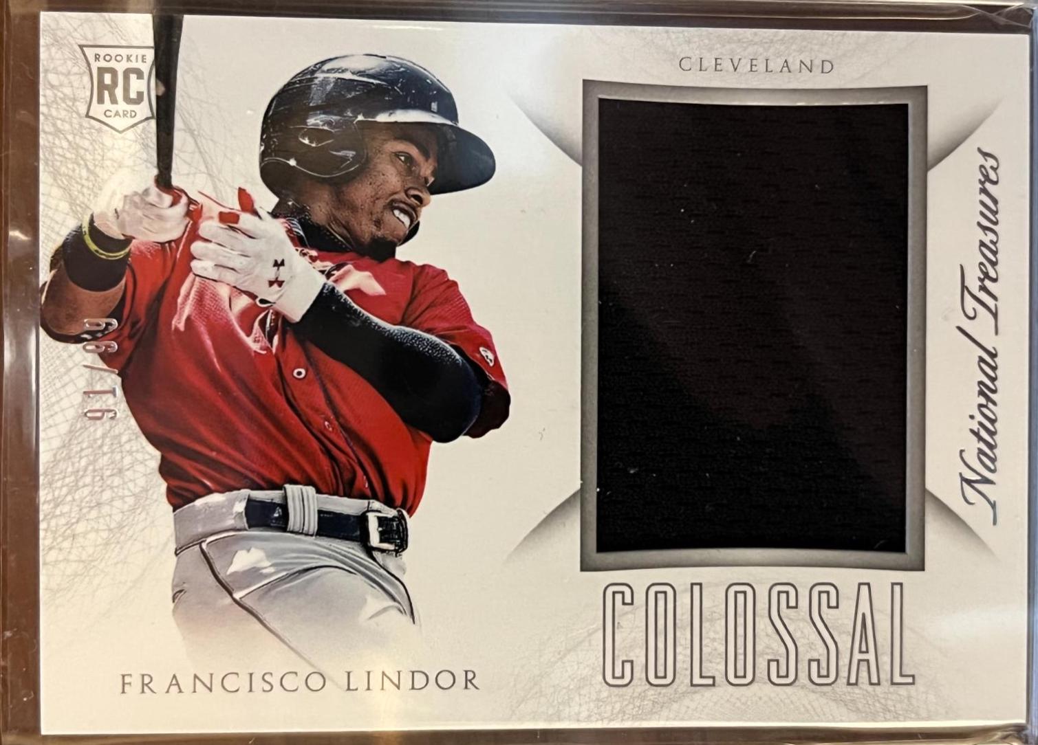 Francisco Lindor #19 Baseball Cards 2015 Panini National Treasures Colossal Materials