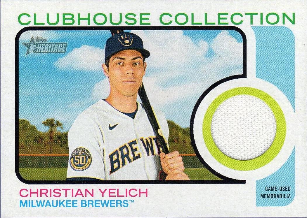 Christian Yelich #CC-CY Baseball Cards 2022 Topps Heritage Clubhouse Collection Relics