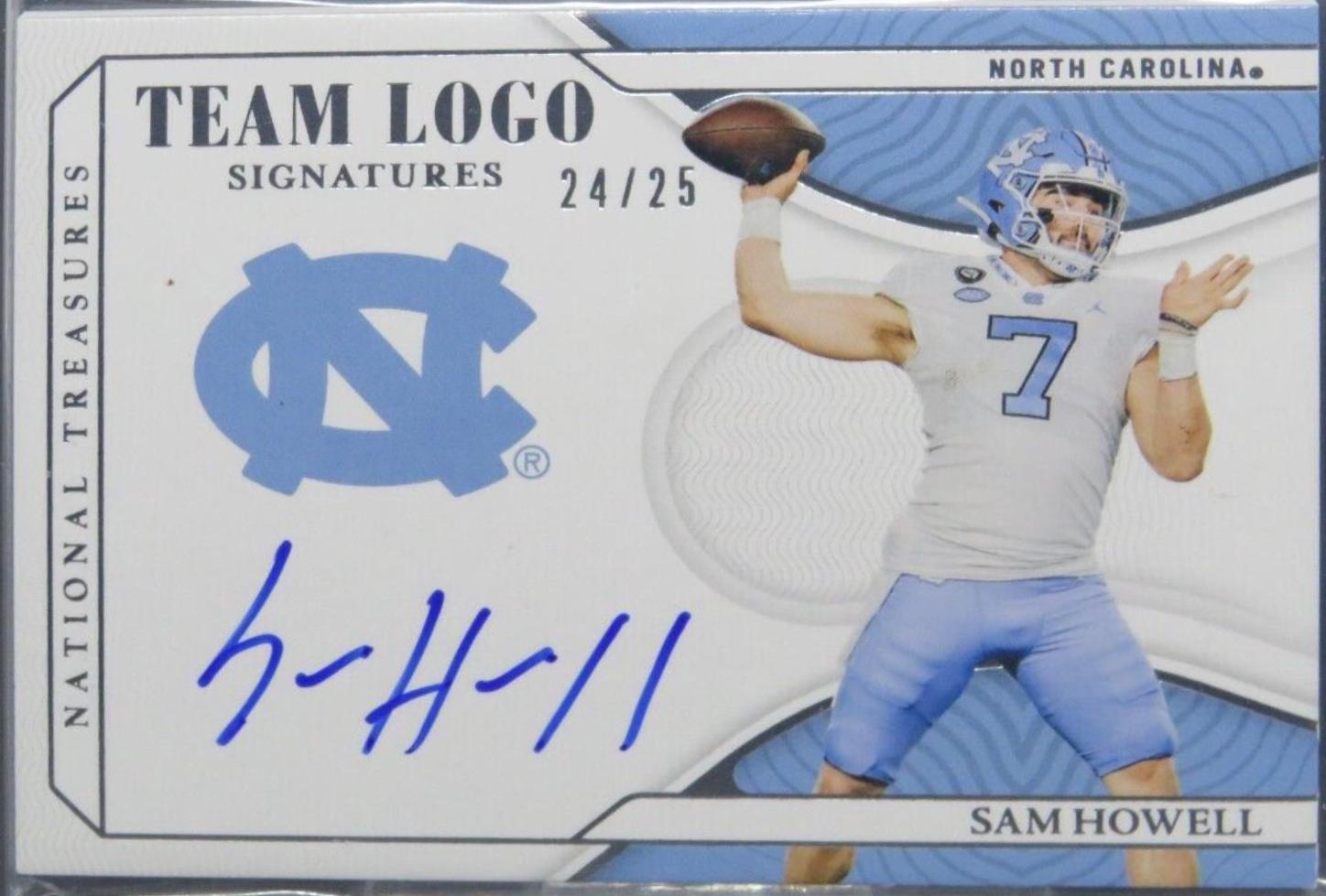 Sam Howell #TL-SAM Football Cards 2022 Panini National Treasures Collegiate Team Logo Signatures
