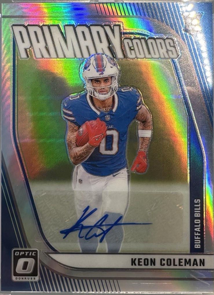 Keon Coleman #10 Football Cards 2024 Panini Donruss Optic Rookie Primary Colors Autograph