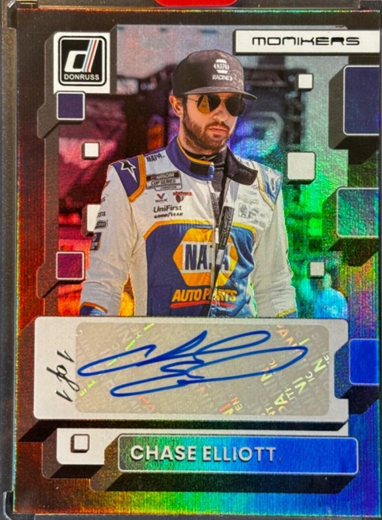 Chase Elliott #M-CE Racing Cards 2023 Panini Donruss NASCAR Monikers Autographs