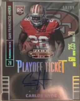 Carlos Hyde [Ball in Both Hands Autograph Playoff Ticket] #208