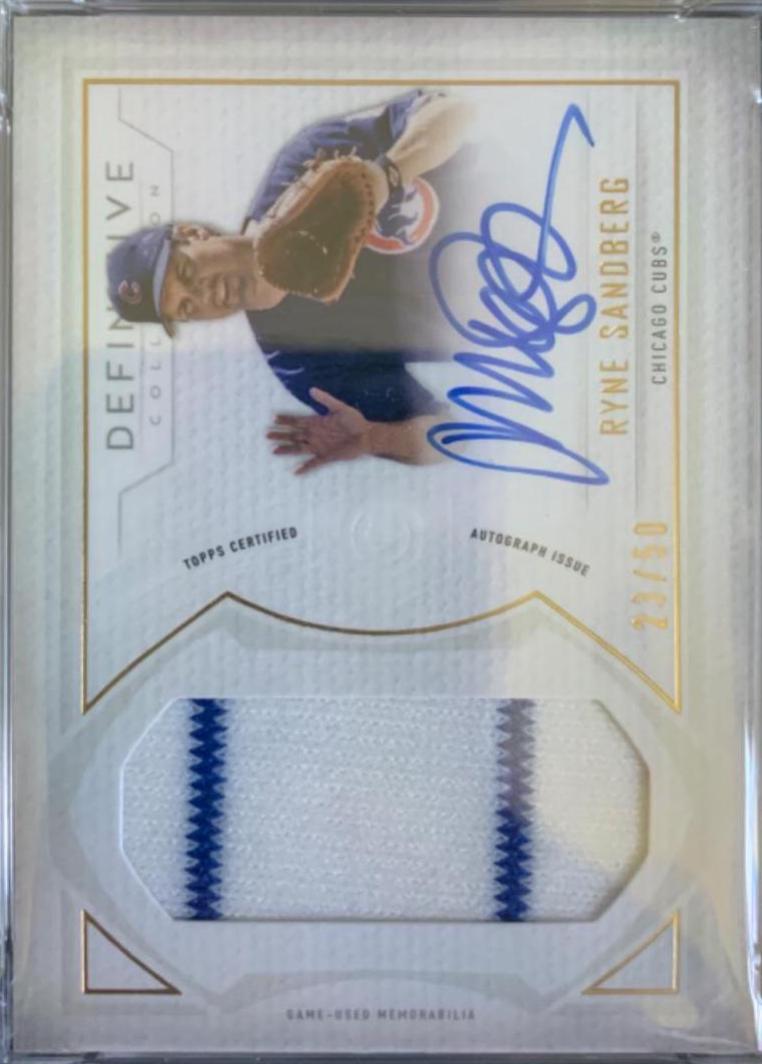Ryne Sandberg #DARC-RS Baseball Cards 2019 Topps Definitive Collection Autograph Relic Collection