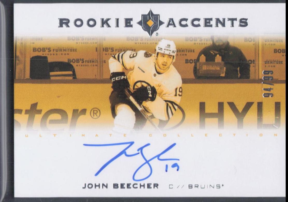 John Beecher #RA-JB Hockey Cards 2023 Upper Deck Ultimate Collection Rookie Accents Autograph