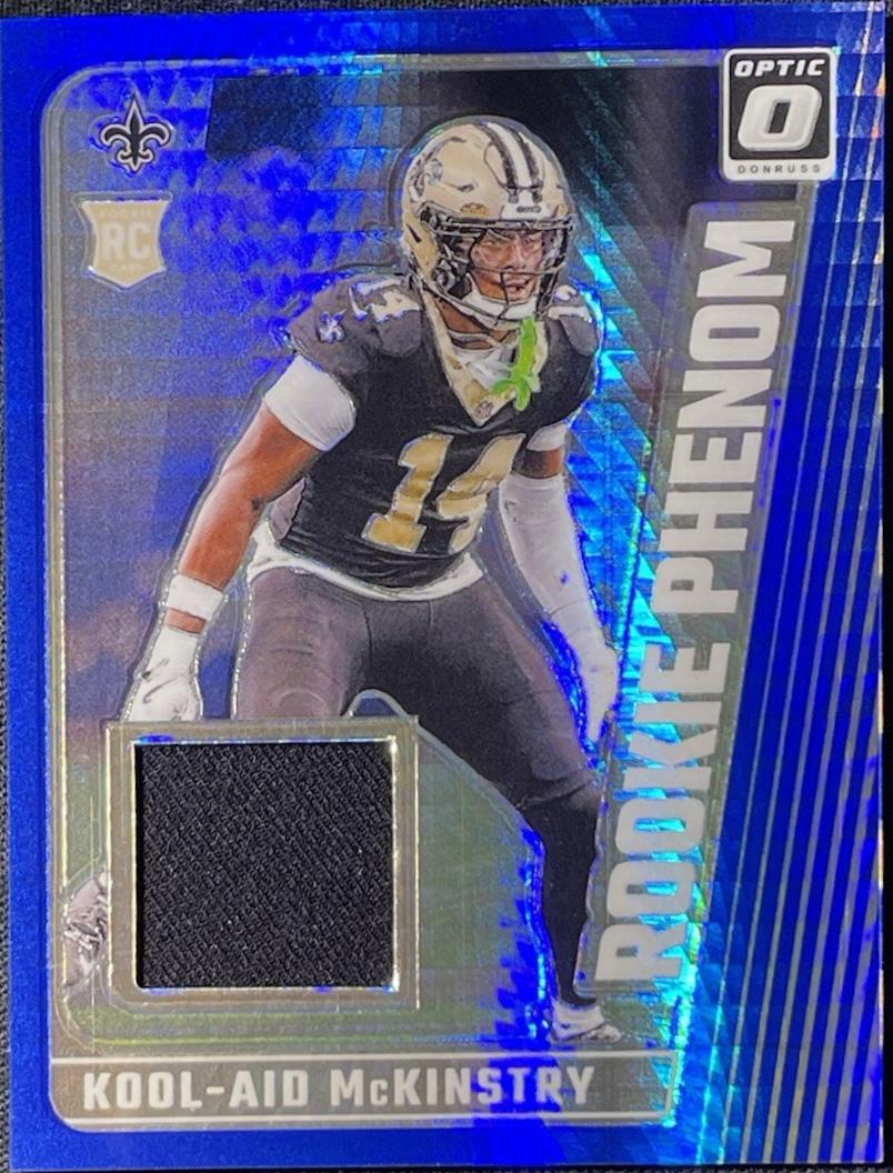 Kool-Aid McKinstry #RPB-KMY Football Cards 2024 Panini Donruss Optic Rookie Phenom Blue Hyper