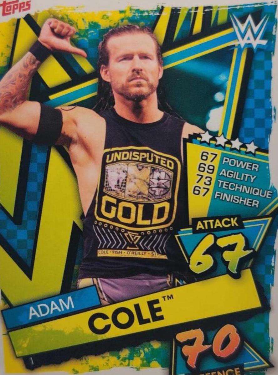 Adam Cole #1 Wrestling Cards 2021 Topps Slam Attax WWE