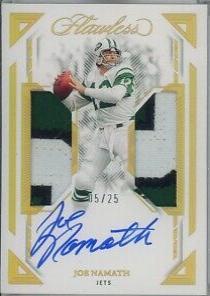 Joe Namath #8 Football Cards 2023 Panini Flawless Dual Patch Autographs