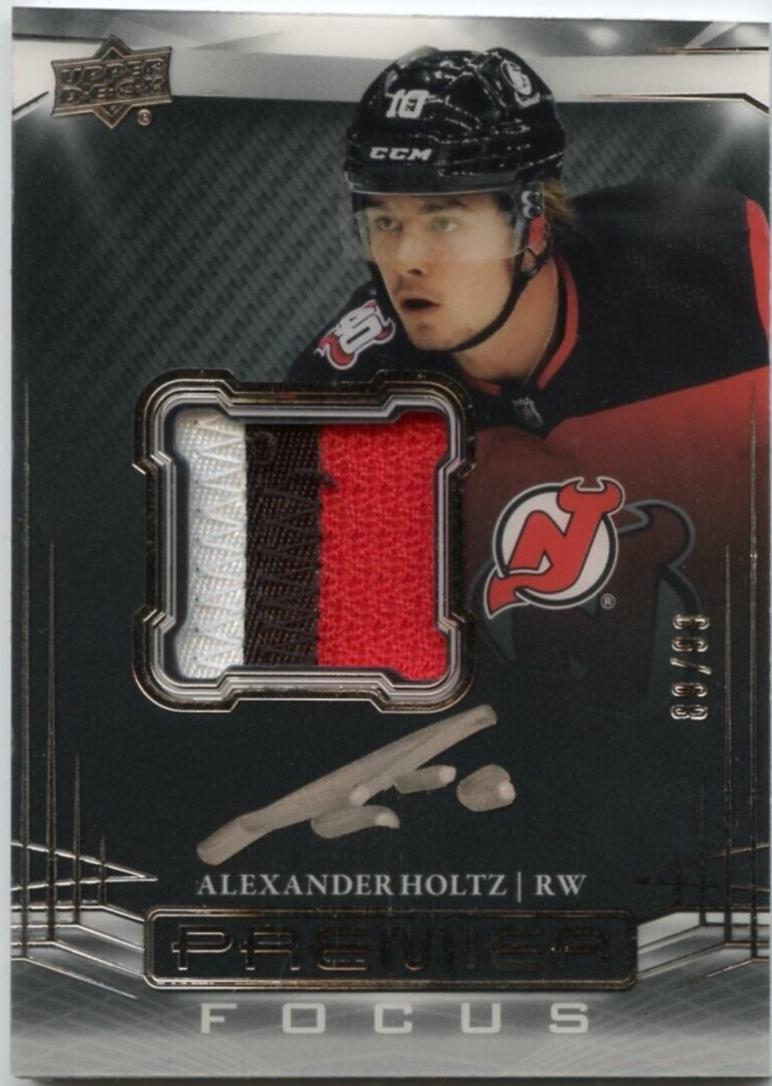 Alexander Holtz #PFAP-AH Hockey Cards 2022 Upper Deck Premier Focus Auto Patch