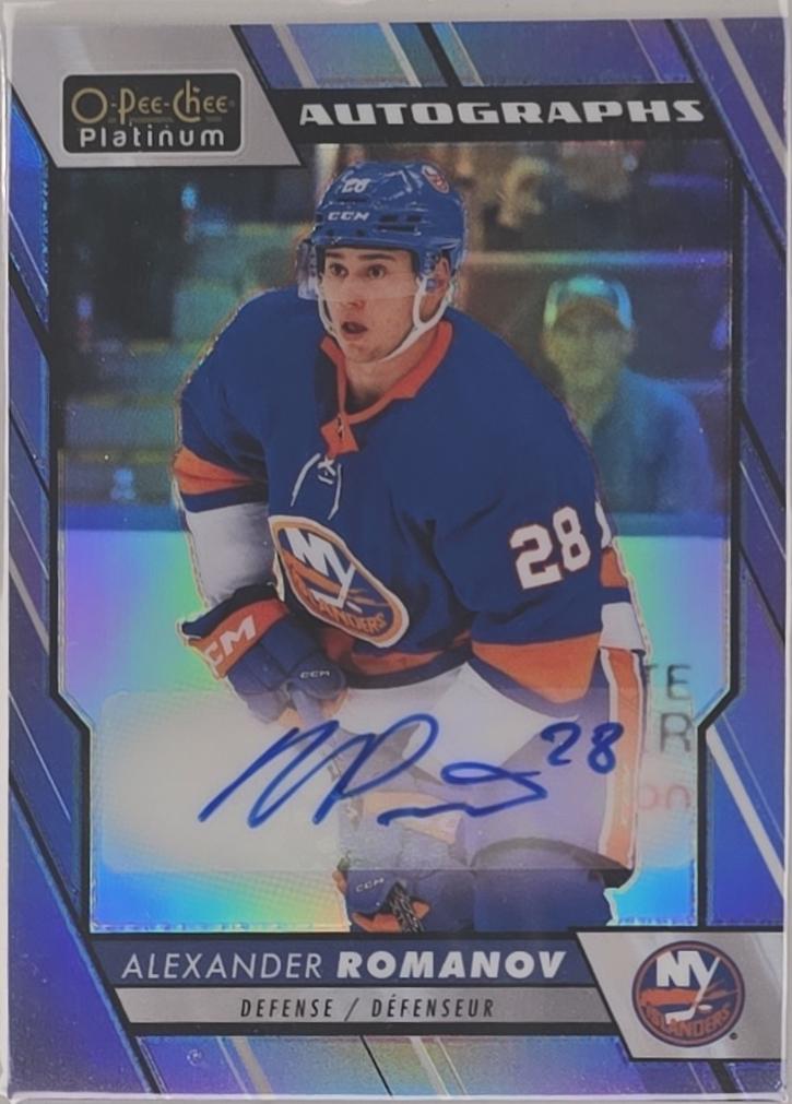 Alexander Romanov #BA-AR Hockey Cards 2023 O-Pee-Chee Platinum Blue Rainbow Autographs