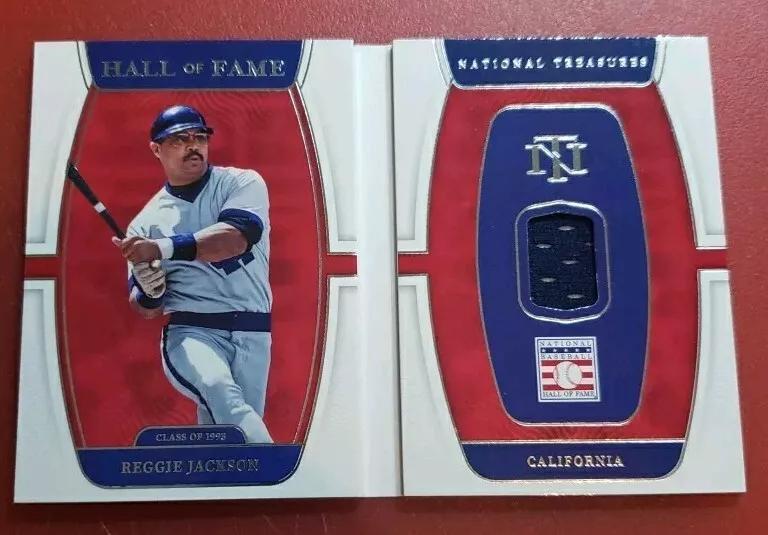 Reggie Jackson #HFN-RJ Baseball Cards 2022 Panini National Treasures Hall of Fame Materials Booklet