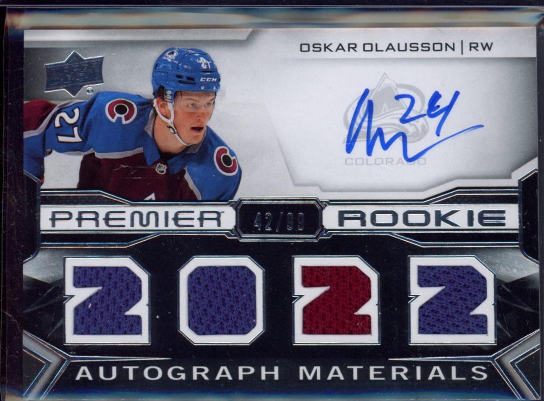 Oskar Olausson #PRA-OO Hockey Cards 2022 Upper Deck Premier Rookie Auto Jersey