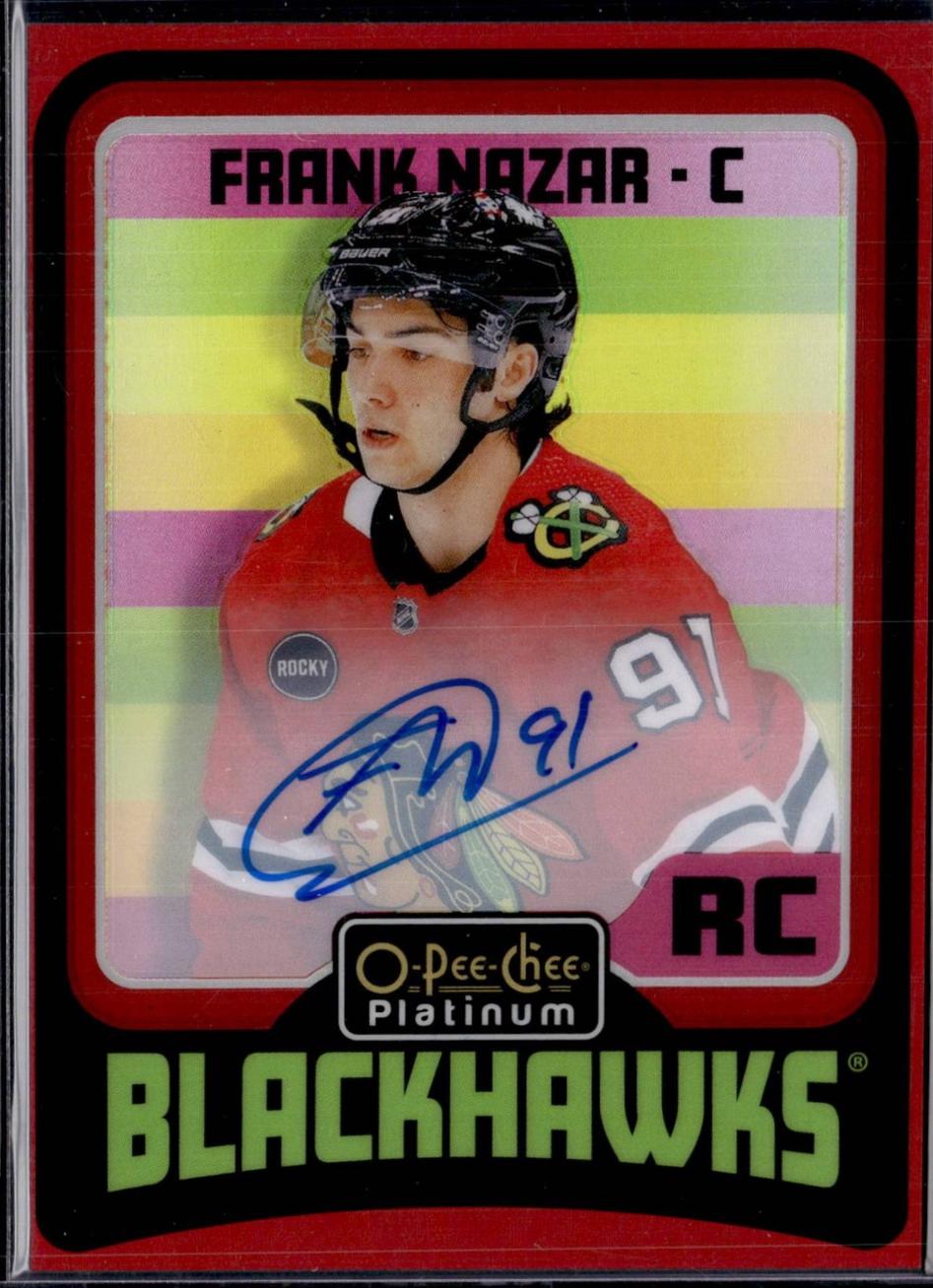 Frank Nazar #R89 2024 O Pee Chee Platinum Retro Red Autograph Hockey
