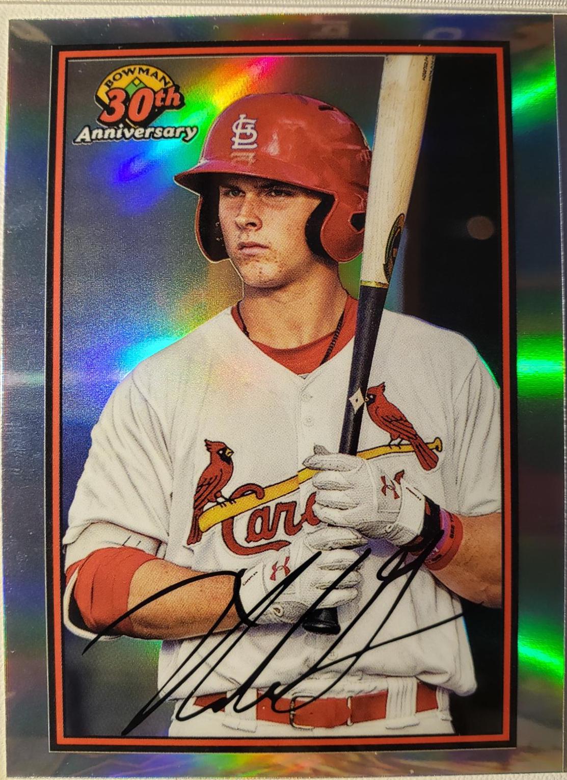 Nolan Gorman 2019 Bowman 30th Anniversary Autos #B30-NG Baseball Cards 2019 Bowman Draft Chrome 30th Anniversary Autographs