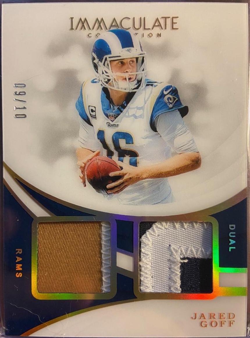 Jared Goff #IDJ-12 Football Cards 2019 Panini Immacculate Collection Dual Jerseys