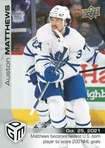 Auston Matthews #9 Hockey Cards 2021 Upper Deck Game Dated Moments