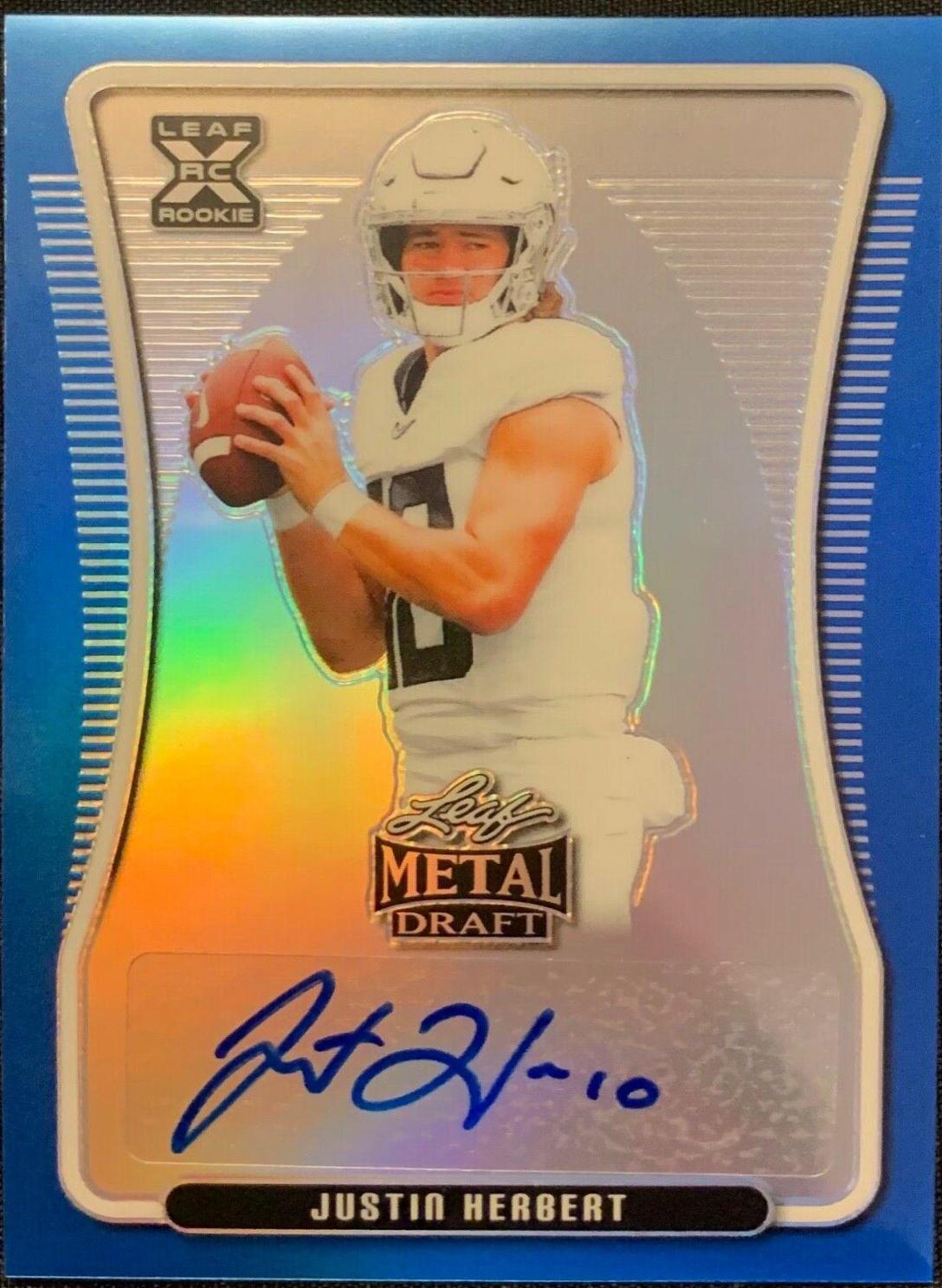 Justin Herbert #BA-JH2 Football Cards 2020 Leaf Metal Draft Autographs