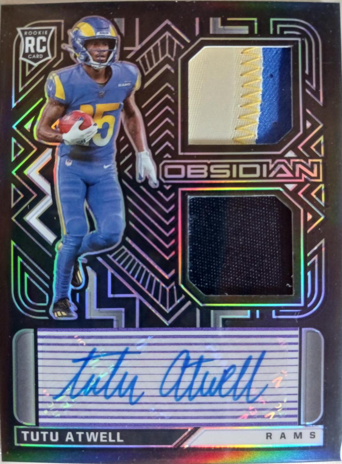 Tutu Atwell Football Cards 2021 Panini Obsidian Rookie Jersey Ink Autos